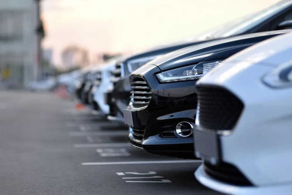 Row of cars staged by the Marin Valet team